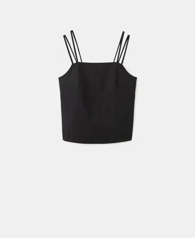 Mango Lyocell Top With Double Straps In Black
