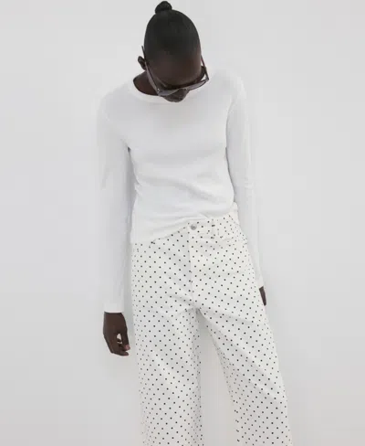 Mango Dot Balloon Jeans In White