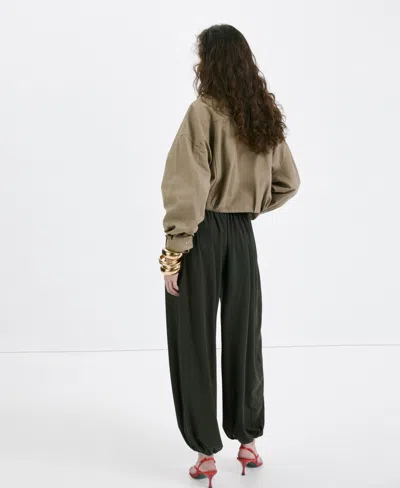 Mango Denim Jacket With Belt In Gray