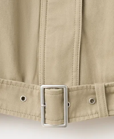 Mango Denim Jacket With Belt In Gray