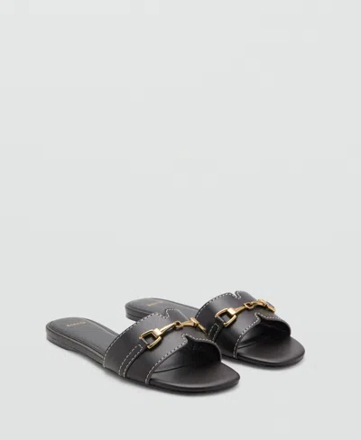Mango Mule Sandals With Gold Detailing In Multi