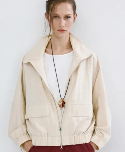 Mango Featuring Hailey Bieber Bomber Jacket In Neutral