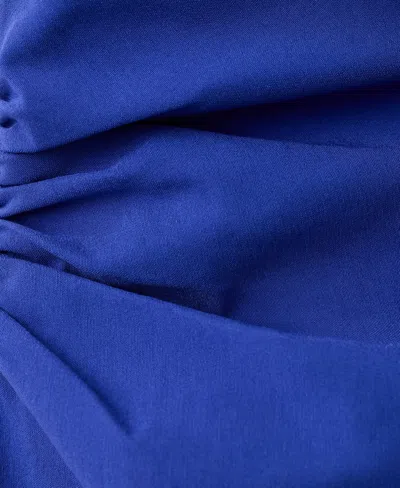 Mango Strapless Dress With Asymmetrical Ruffled Detail In Blue