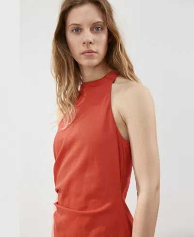 Mango Draped Midi-dress In Orange