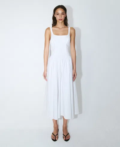 Mango A-line Dress With Open Back In White