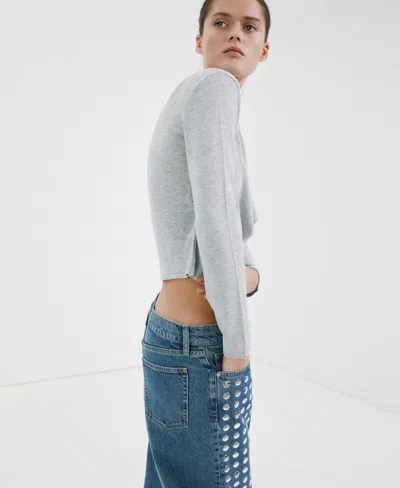 Mango Straight-fit Jeans With Studs In Blue
