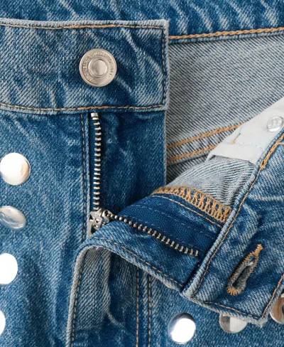 Mango Straight-fit Jeans With Studs In Blue