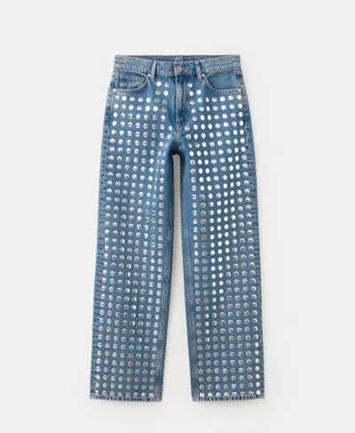 Mango Straight-fit Jeans With Studs In Blue