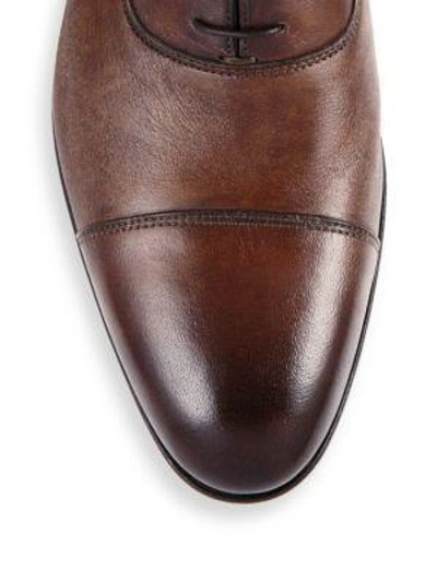 Shop Santoni Men's Darian Lace-up Cap-toe Shoes In Brown