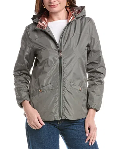 Nicole Miller Solid Windbreaker In Gray