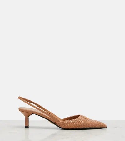 Prada Woven Leather Slingback Pumps In Multi