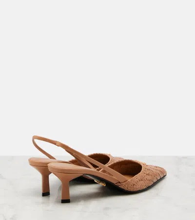Prada Woven Leather Slingback Pumps In Multi