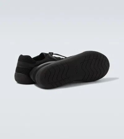 Prada Speedrock Leather And Mesh Fabric Sneakers In Black