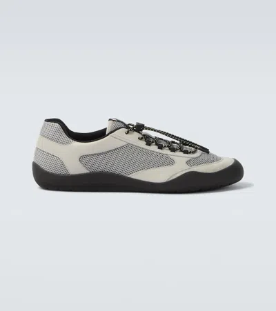 Prada Mesh Panel Sneakers Rubber Sole Design In Gray