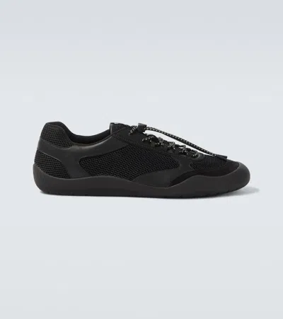 Prada Speedrock Leather And Mesh Fabric Sneakers In Black