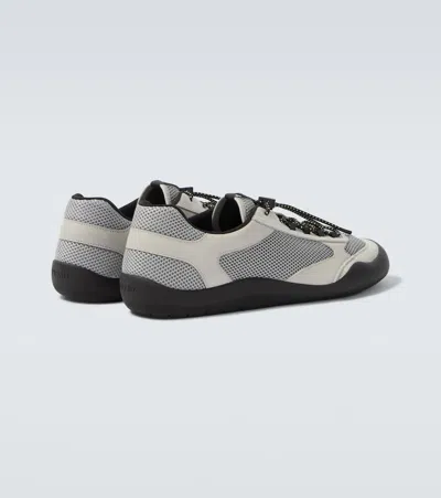 Prada Mesh Panel Sneakers Rubber Sole Design In Gray