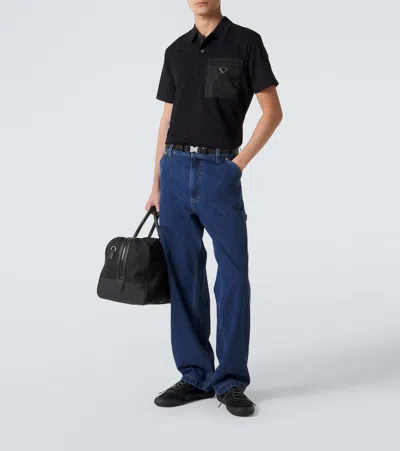 Prada Speedrock Leather And Mesh Fabric Sneakers In Black