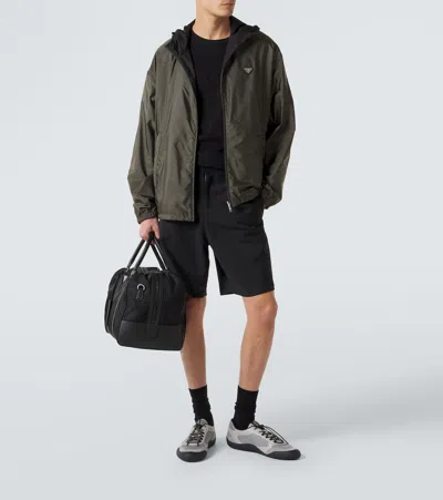 Prada Mesh Panel Sneakers Rubber Sole Design In Gray