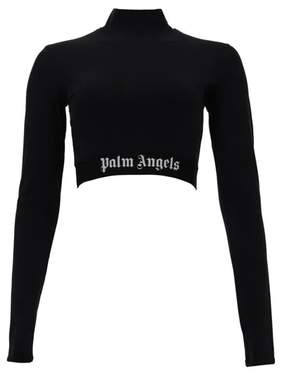 Palm Angels Black Classic Logo Long-sleeved Mockneck T-shirt
