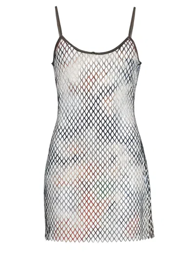 Diesel Mini Mesh Beach Dress With Open Back In Multi