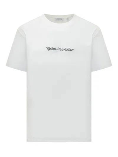 Off-white White Script Logo Front Graphic T-shirt In White