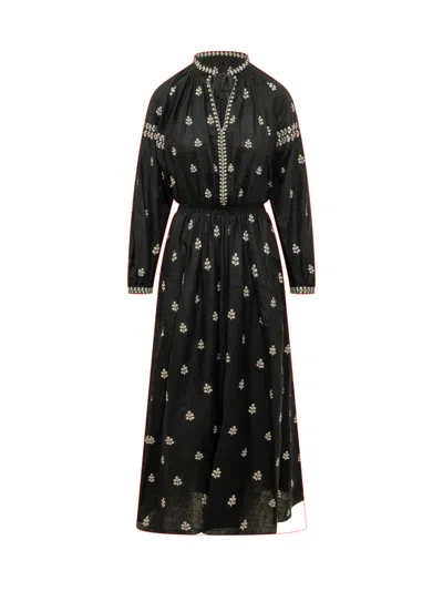 Isabel Marant Rodilia Silk Long Dress In Black