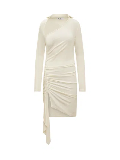 Off-white Off White V Neck Midi Dress In Yellow