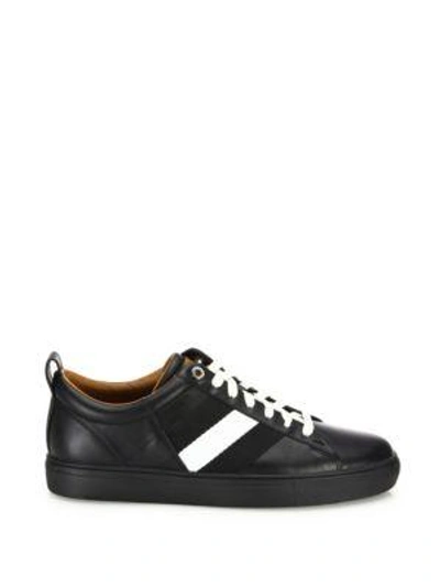 Shop Bally Leather Lace-up Sneakers In Black