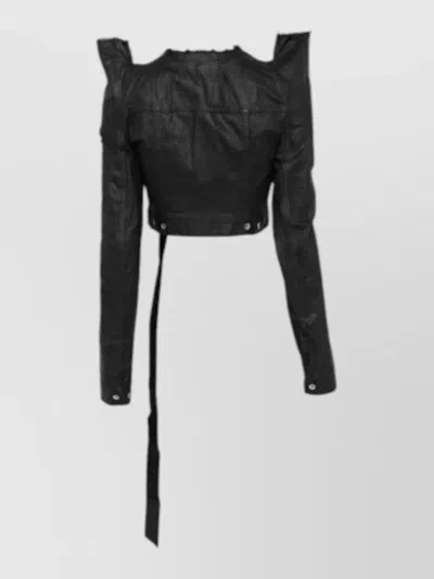 Rick Owens Black Solid V Neck Jacket In Black