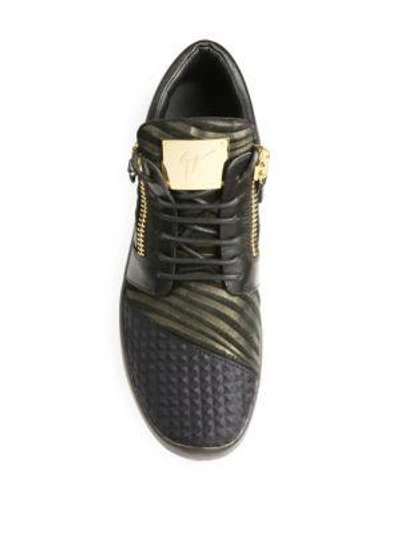 Shop Giuseppe Zanotti Athletic Texture Lace-up Sneakers In Black