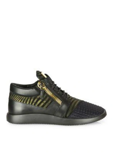 Shop Giuseppe Zanotti Athletic Texture Lace-up Sneakers In Black