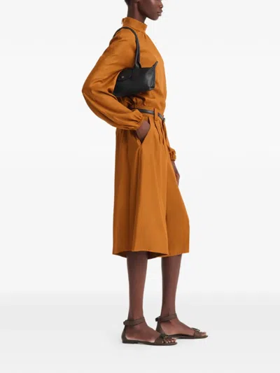 Longchamp 르 플리아쥬 엑스트라 레더 숄더 백 In Black