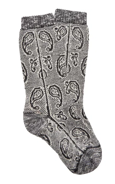 Dries Van Noten Paisley Jacquard Knit Ankle Socks In Black