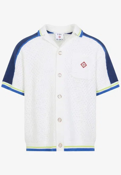 Casablanca Contrasting Trims Chest Pocket Logo-embroidered Short-sleeve Button-up Shirt In Multi