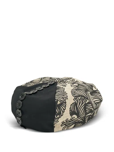 Nemen Button-embellished Graphic-print Baker Boy Hat In Multi