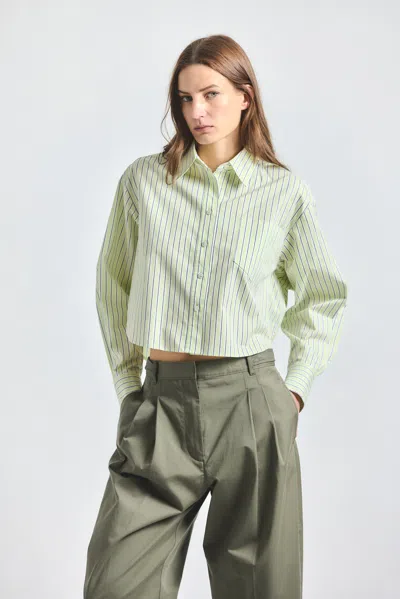 Derek Lam 10 Crosby Evelina Cropped Button Up Shirt In Green