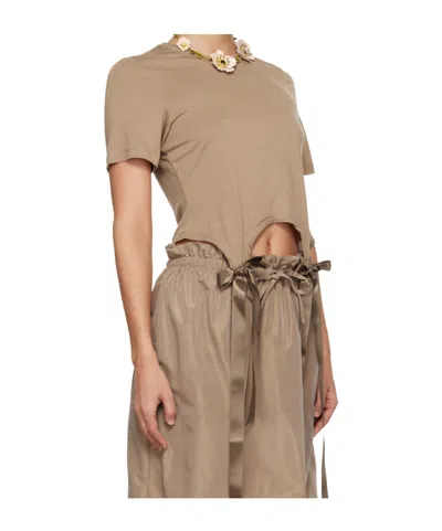 Simone Rocha Tan Bow Tail Easy T-shirt In Brown