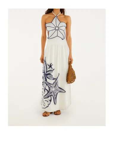 Farm Rio Coast Stars Maxi Dress Coast Stars Off-white In Multi