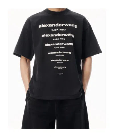 Alexander Wang Gradient Logo Short Sleeve Tee In Multi