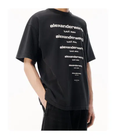 Alexander Wang Gradient Logo Short Sleeve Tee In Multi
