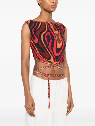 Pucci Marmo-print Wrap-around Top In Multi