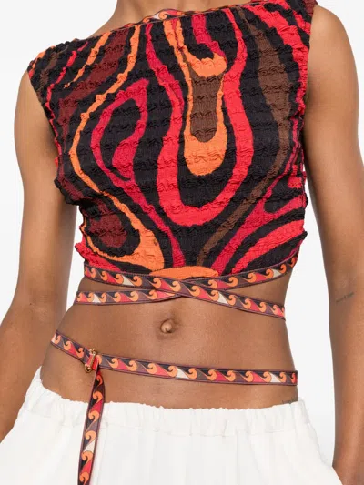 Pucci Marmo-print Wrap-around Top In Multi