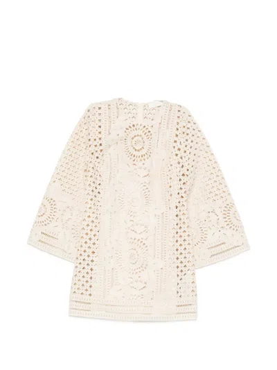 Zimmermann Indra Broderie Anglaise Cotton Mini Dress In Neutral