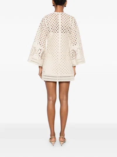 Zimmermann Indra Broderie Anglaise Cotton Mini Dress In Neutral