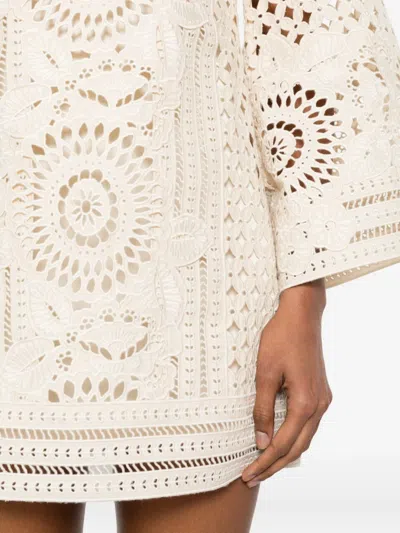 Zimmermann Indra Broderie Anglaise Cotton Mini Dress In Neutral