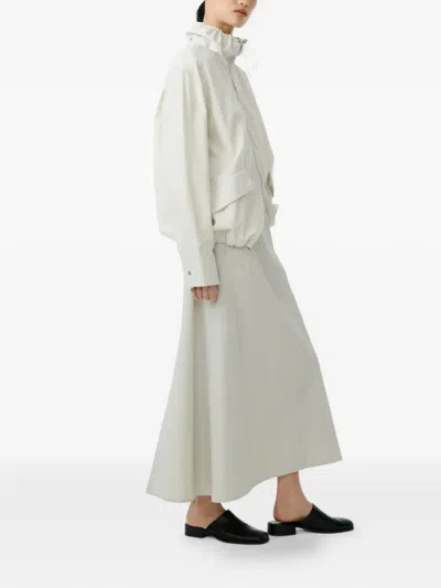 Studio Nicholson Drawstring Collar Zip Jacket Long Sleeves In White