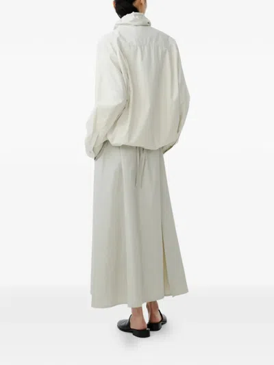 Studio Nicholson Drawstring Collar Zip Jacket Long Sleeves In White