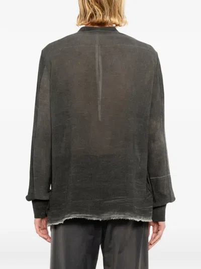 Label Under Construction Distressed-effect Band-collar Shirt In Gray