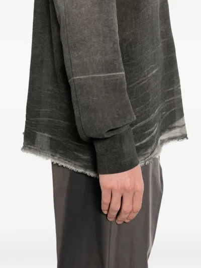 Label Under Construction Distressed-effect Band-collar Shirt In Gray