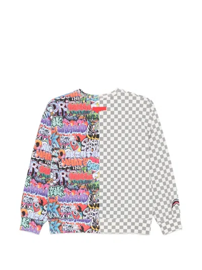 Sprayground Check-print Graffiti-pattern Sweatshirt In Multi